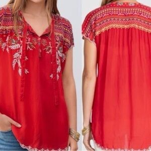 Johnny Was, small, peasant, Boho, red blouse-excellent condition